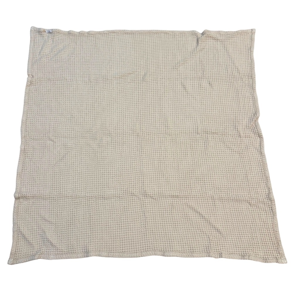Bamboo Waffle Knit Baby Blanket Cream 32x32 Soft Cozy - Picture 2 of 4